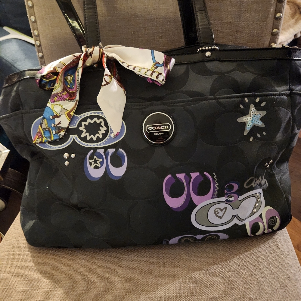 Coach Black and Purple Baby Bag
